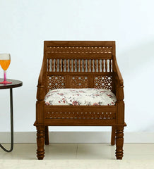 Shanti Surprise Sheesham Wood 1 Seater Sofa In Scratch Resistant Provincial Teak Finish Shanti Surprise Sheesham Wood 1 Seater Sofa In Scratch Resistant Provincial Teak Finish