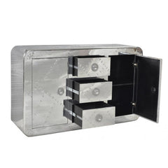 Aviator Aluminium Aviation rivet detail sideboard buffet Large 150x45x90cm Aviator Aluminium Aviation rivet detail sideboard buffet Large 150x45x90cm