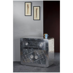 Aviator Aluminium Aviation rivet detail sideboard buffet Small 80x40x80cm Aviator Aluminium Aviation rivet detail sideboard buffet Small 80x40x80cm