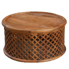 Bristol Floral Round Coffee Table Honey 80cm Bristol Floral Round Coffee Table Honey 80cm
