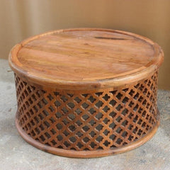 Bristol Floral Round Coffee Table Honey 80cm Bristol Floral Round Coffee Table Honey 80cm