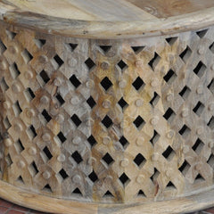 Bristol Carved Round Coffee Table Natural 70cm Bristol Carved Round Coffee Table Natural 70cm