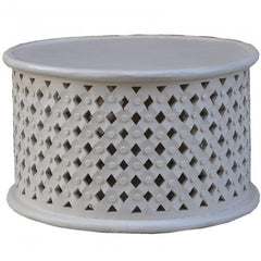 Bristol Carved Round Coffee Table White 80cm Bristol Carved Round Coffee Table White 80cm