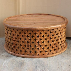 Bristol Carved Round Coffee Table Honey 80cm Bristol Carved Round Coffee Table Honey 80cm