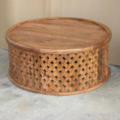Bristol Carved Round Coffee Table Honey 80cm Bristol Carved Round Coffee Table Honey 80cm