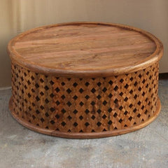 Bristol Carved Round Coffee Table Honey 80cm Bristol Carved Round Coffee Table Honey 80cm