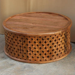 Bristol Carved Round Coffee Table Honey 80cm Bristol Carved Round Coffee Table Honey 80cm