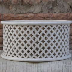 Bristol Floral Low Line Round Coffee Table White 80cm Bristol Floral Low Line Round Coffee Table White 80cm