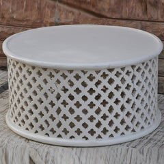 Bristol Floral Round Coffee Table White 80cm Bristol Floral Round Coffee Table White 80cm