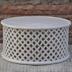 Bristol Floral Low Line Round Coffee Table White 80cm Bristol Floral Low Line Round Coffee Table White 80cm