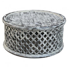 Bristol Floral Low Line Round Coffee Table Whitewash Bristol Floral Low Line Round Coffee Table Whitewash