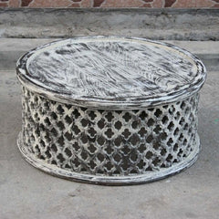 Bristol Floral Low Line Round Coffee Table Whitewash Bristol Floral Low Line Round Coffee Table Whitewash