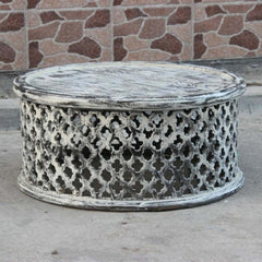 Bristol Floral Low Line Round Coffee Table Whitewash Bristol Floral Low Line Round Coffee Table Whitewash