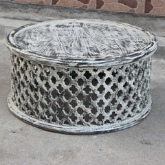 Bristol Floral Low Line Round Coffee Table Whitewash Bristol Floral Low Line Round Coffee Table Whitewash