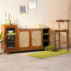Rattan Elegance Series Mango Wood 3 Door Sideboard in Natural Finish Rattan Elegance Series Mango Wood 3 Door Sideboard in Natural Finish