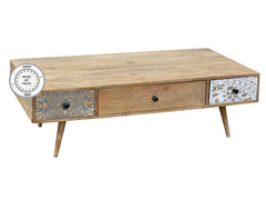 Avalon Indian Solid Wood Coffee Table With Printed Drawers Avalon Indian Solid Wood Coffee Table With Printed Drawers