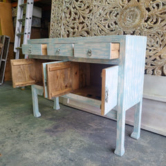 Indian Antique Tribal Beautiful Hand Carved Art Solid Wooden Console Hall Table Blue 130x40x100cm Indian Antique Tribal Beautiful Hand Carved Art Solid Wooden Console Hall Table Blue 130x40x100cm