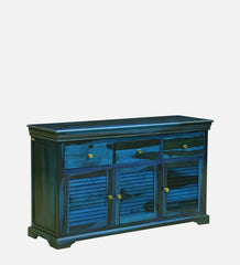Sheesham Wood Sideboard In Scratch Resistant Ocean Blue Finish Sheesham Wood Sideboard In Scratch Resistant Ocean Blue Finish