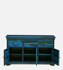 Sheesham Wood Sideboard In Scratch Resistant Ocean Blue Finish Sheesham Wood Sideboard In Scratch Resistant Ocean Blue Finish