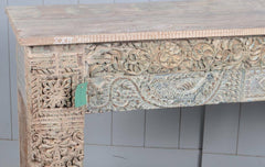 Antique Hand Carved Solid wood Hall Table Whitewash Antique Hand Carved Solid wood Hall Table Whitewash
