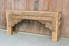 Antique Hand Carved Pillar solidwood Hall Side GUJARAT Table Brown Antique Hand Carved Pillar solidwood Hall Side GUJARAT Table Brown