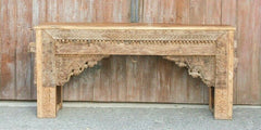 Antique Hand Carved Pillar solidwood Hall Side GUJARAT Table Brown Antique Hand Carved Pillar solidwood Hall Side GUJARAT Table Brown
