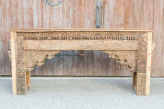 Antique Hand Carved Pillar solidwood Hall Side GUJARAT Table Brown Antique Hand Carved Pillar solidwood Hall Side GUJARAT Table Brown
