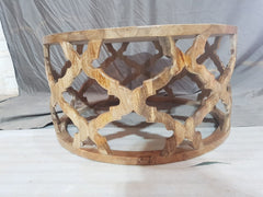 Bristol Floral Carved Round Coffee Table Natural 80cm Bristol Floral Carved Round Coffee Table Natural 80cm