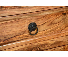 Indian Wooden Buffet Cabinet Sideboard With Jali Doors & Drawers Natural Indian Wooden Buffet Cabinet Sideboard With Jali Doors & Drawers Natural