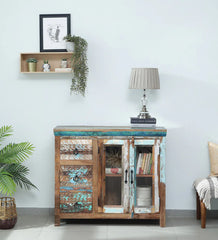 Nirvana Reclaimed Wood Crockery Unit In Distress Finish Nirvana Reclaimed Wood Crockery Unit In Distress Finish