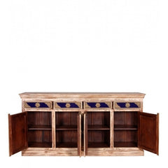 Indian Embossed Brass work Solid wood Large Sideboard Buffet Hutch White 1.8m Indian Embossed Brass work Solid wood Large Sideboard Buffet Hutch White 1.8m