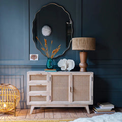 Rattan Elegance Series Mango Wood Cane Sideboard 2 Doors & Drawers Rattan Elegance Series Mango Wood Cane Sideboard 2 Doors & Drawers