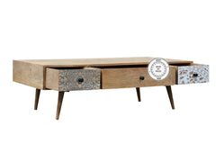 Avalon Indian Solid Wood Coffee Table With Printed Drawers Avalon Indian Solid Wood Coffee Table With Printed Drawers