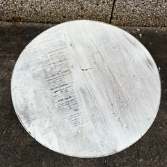 Handmade Indian Furniture Reclaimed Wooden Okhli Stool in Whitewash Handmade Indian Furniture Reclaimed Wooden Okhli Stool in Whitewash