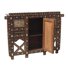 Carved Handmade Indian Vintage Solid Hard Wood Sideboard Damchiya Brown Carved Handmade Indian Vintage Solid Hard Wood Sideboard Damchiya Brown