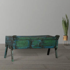Carved Handmade Indian Vintage Old Wood Sideboard Damchiya Blue Carved Handmade Indian Vintage Old Wood Sideboard Damchiya Blue