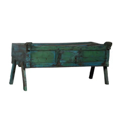 Carved Handmade Indian Vintage Old Wood Sideboard Damchiya Blue Carved Handmade Indian Vintage Old Wood Sideboard Damchiya Blue
