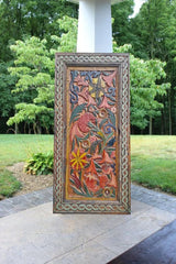 Barn Door Floral Carved Farmhouse Barn Door Multicolor 180x86cm Barn Door Floral Carved Farmhouse Barn Door Multicolor 180x86cm