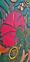 Barn Door Floral Carved Farmhouse Barn Door Multicolor 180x86cm Barn Door Floral Carved Farmhouse Barn Door Multicolor 180x86cm