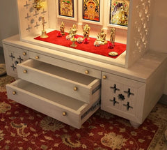 Handmade Traditional free standing Pooja Temple with brass accents Handmade Traditional free standing Pooja Temple with brass accents