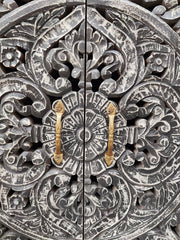 Carved Oasis Hand Carved Solid Mango Wood 4 Doors Sideboard Black Wash Carved Oasis Hand Carved Solid Mango Wood 4 Doors Sideboard Black Wash