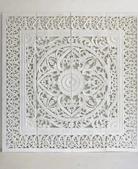 Hand Carved Large King Size Carved Headboard in All White 190cms Hand Carved Large King Size Carved Headboard in All White 190cms