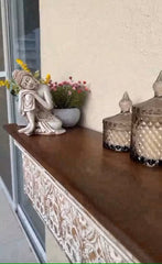 Handmade Home Decor Carved Mango Wood Floating Wall Shelf Distressed White Handmade Home Decor Carved Mango Wood Floating Wall Shelf Distressed White
