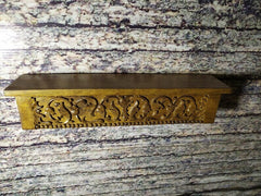 Handmade Home Decor Carved Mango Wood Floating Wall Shelf in Gold Handmade Home Decor Carved Mango Wood Floating Wall Shelf in Gold