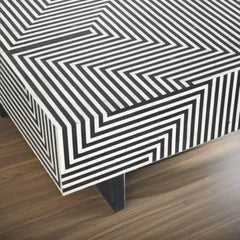 Bone Inlay Handmade Solid Wood Coffee Table in Black Strip Pattern Bone Inlay Handmade Solid Wood Coffee Table in Black Strip Pattern