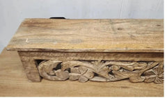 Hand Carved Mango Wood Wall Decor Floating Shelf for Living Room Natural Timber Hand Carved Mango Wood Wall Decor Floating Shelf for Living Room Natural Timber