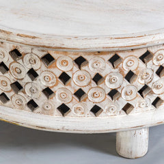 Bristol Solid Mango Wood Round Coffee Table Whitewash Bristol Solid Mango Wood Round Coffee Table Whitewash