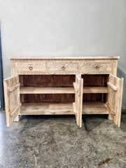 Carved Oasis Hand Carved Mango Wood Wooden Sideboard in Distressed Carved Oasis Hand Carved Mango Wood Wooden Sideboard in Distressed