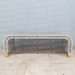 DANIELLE Bone Inlay Waterfall Style Solid Wood Coffee Table Strip Pattern DANIELLE Bone Inlay Waterfall Style Solid Wood Coffee Table Strip Pattern