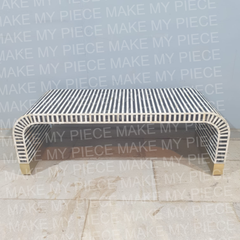 DANIELLE Bone Inlay Waterfall Style Solid Wood Coffee Table Strip Pattern DANIELLE Bone Inlay Waterfall Style Solid Wood Coffee Table Strip Pattern
